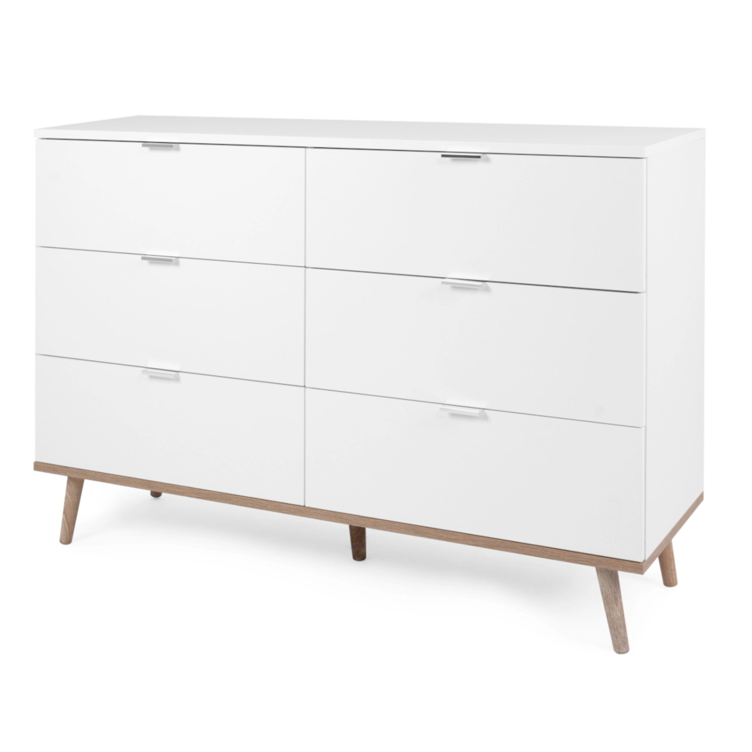 Furn.Design Kommode Weiß Matt Eiche 120 cm 6 Schubkästen Skandinavisch Lund günstig online kaufen