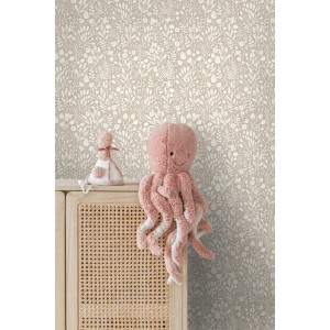 ESTAhome Tapete Blumen Hellbeige 50 x 900 cm