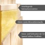 Detailaufnahme Karibu Sauna Rikka: Wandaufbau mit Dämmung und Profilholz.