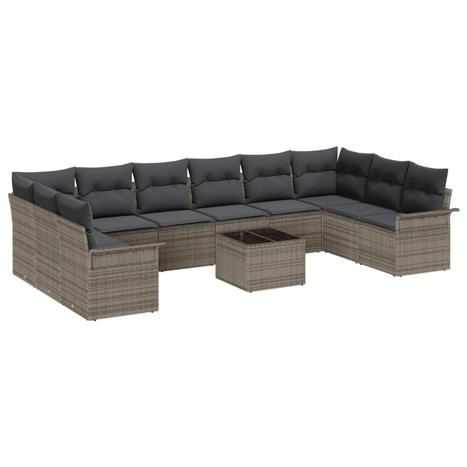 vidaXL Garten-Sofa-Set mit Kissen 11-Tlg Schwarz Poly Rattan 3354218 günstig online kaufen