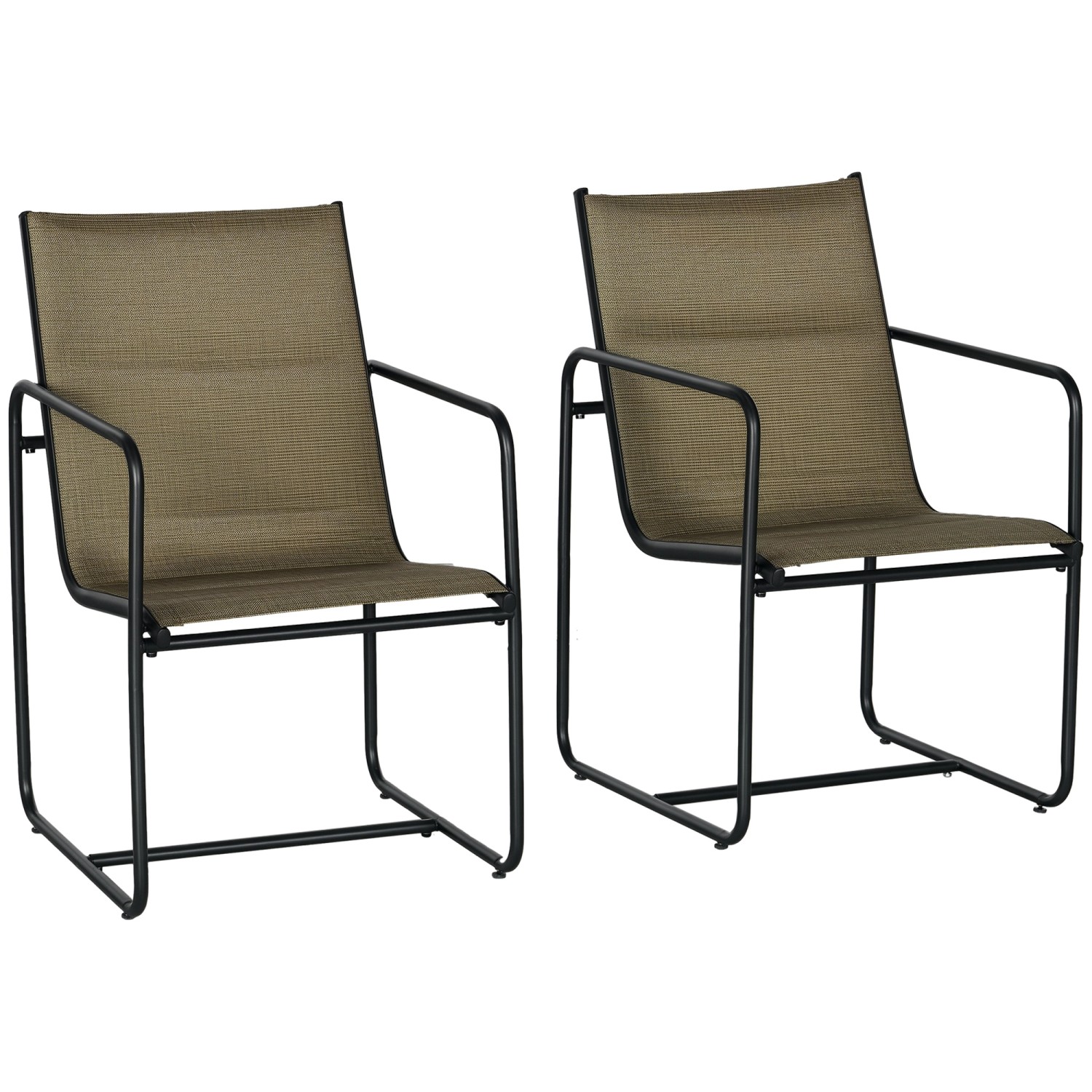 Thumbnail - Outsunny Gartenstuhl 2er-Set Mesh Braun