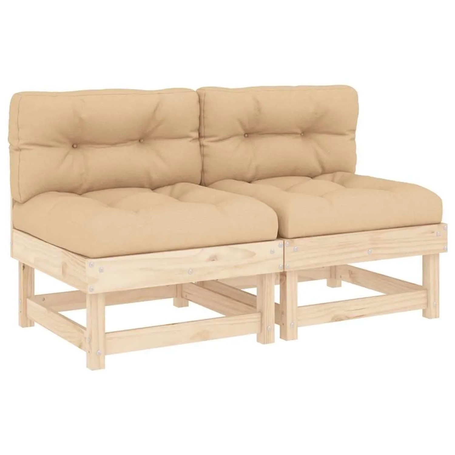vidaXL Mittelsofas mit Kissen 2 Stk Massivholz Kiefer 825457
