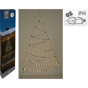 Schwarzer Deko-Tannenbaum mit 125 LEDs, 76x110cm, für Innen- und Außenbereich.