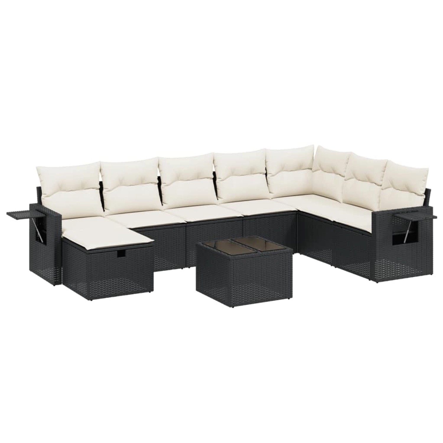 vidaXL 9-tlg Garten-Sofagarnitur mit Kissen Schwarz Poly Rattan Modell 107 günstig online kaufen