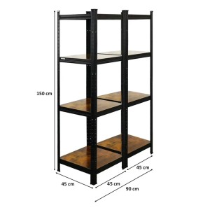 PROREGAL Schwerlastregal Ragnar, 150x45x45cm, Vintagebraun-Schwarz, 5er Set.