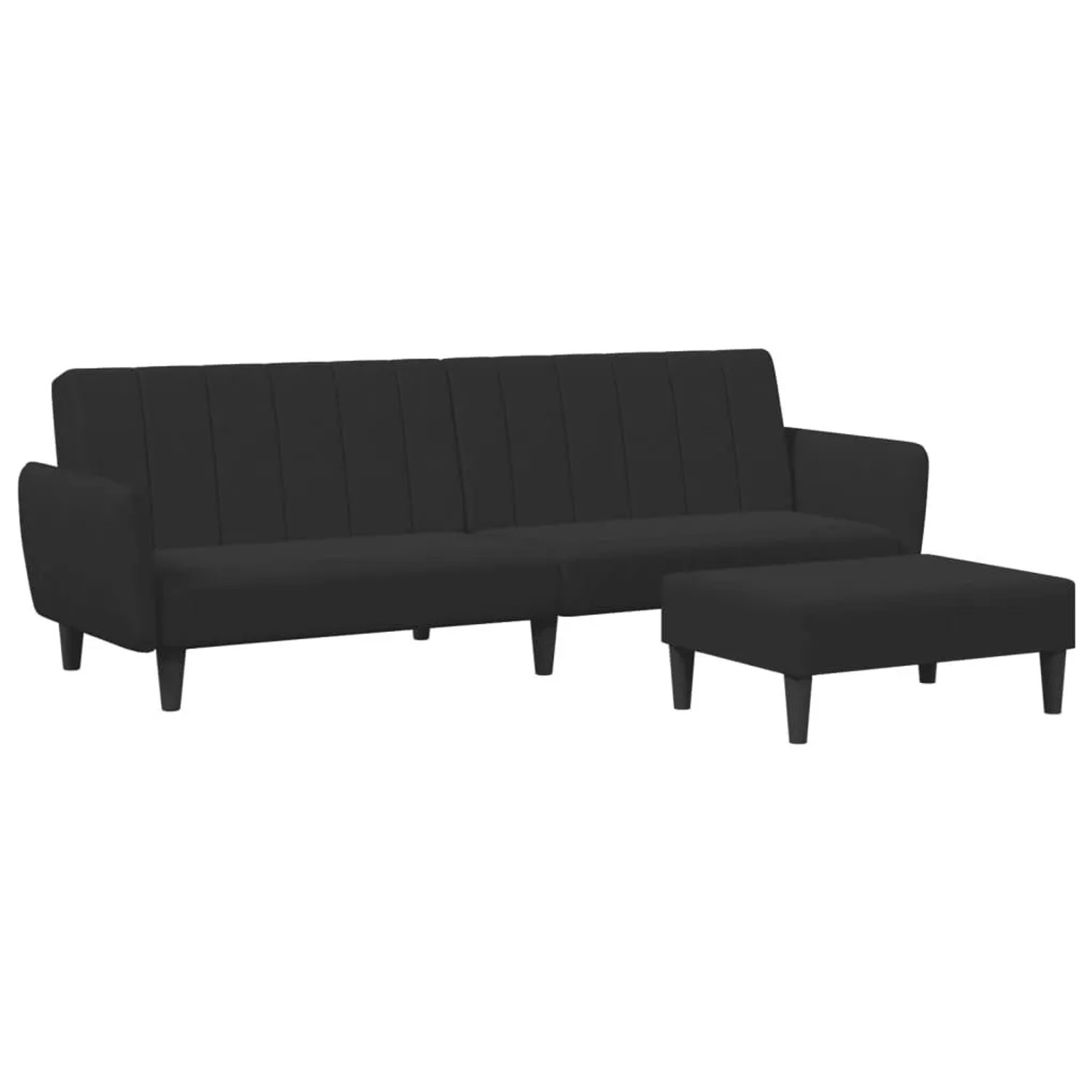 vidaXL Schlafsofa 2-Sitzer mit Fußhocker Schwarz Samt 3216253