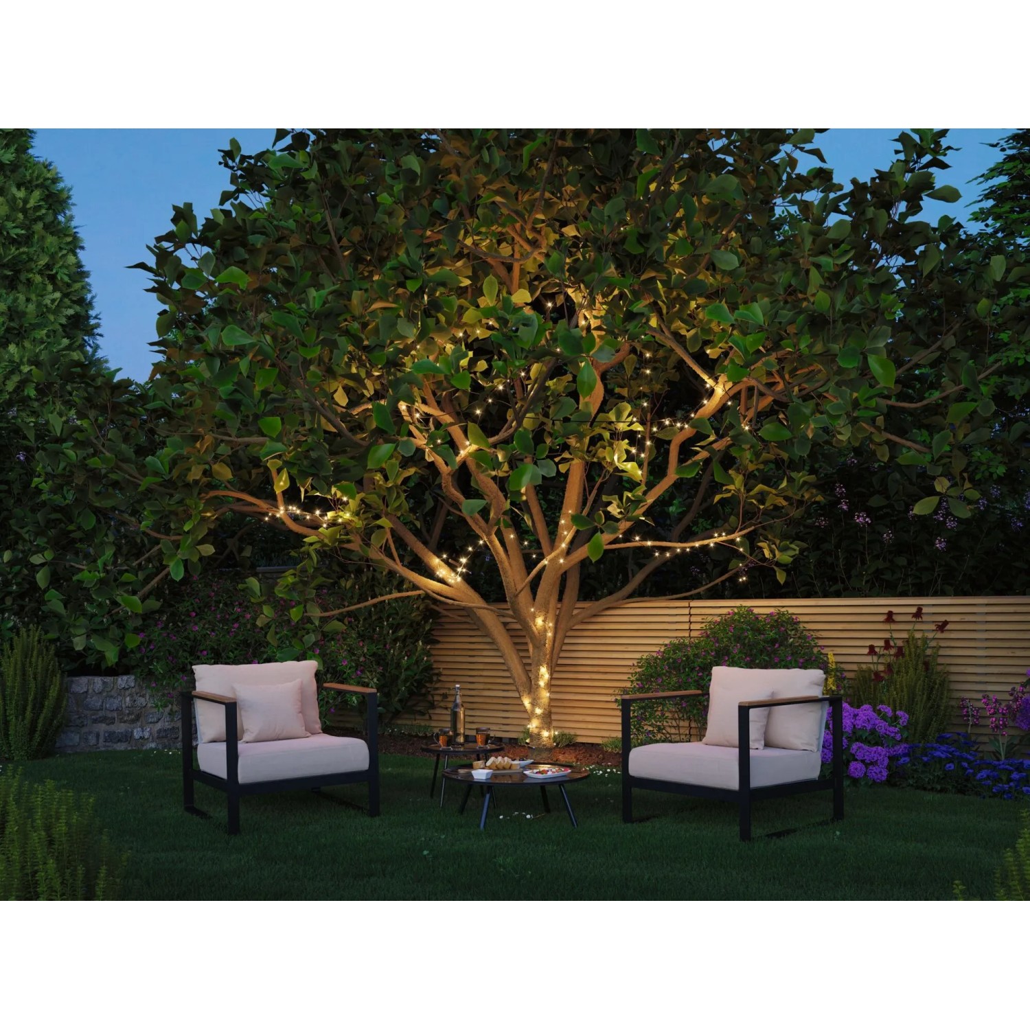 Paulmann LED-Lichterkette Yuna Plug & Shine warmweiß, 5m, leuchtet Baum im Garten. Dekorative Außenbeleuchtung für gemütliche Abende.