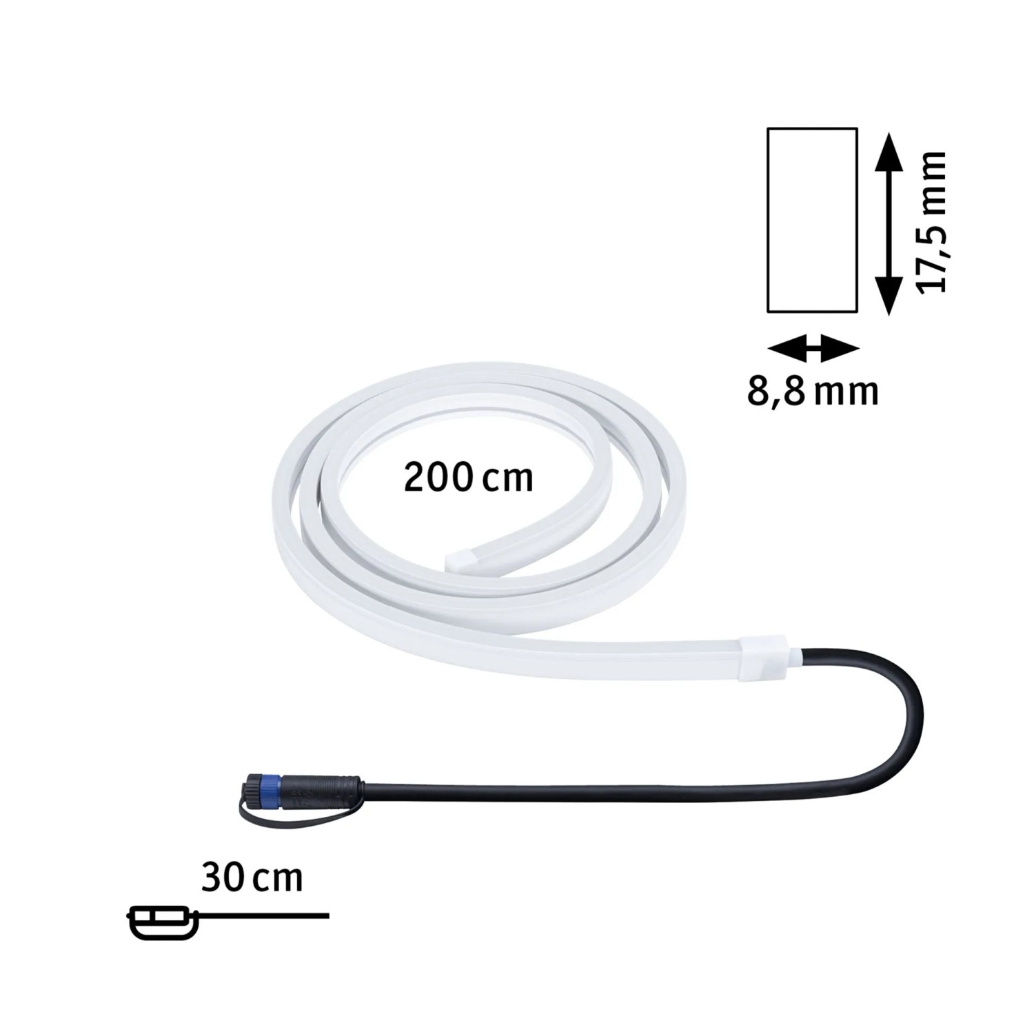 Paulmann LED-Stripe Plug & Shine Smooth, 2m, weiß, für Außenbeleuchtungssysteme.