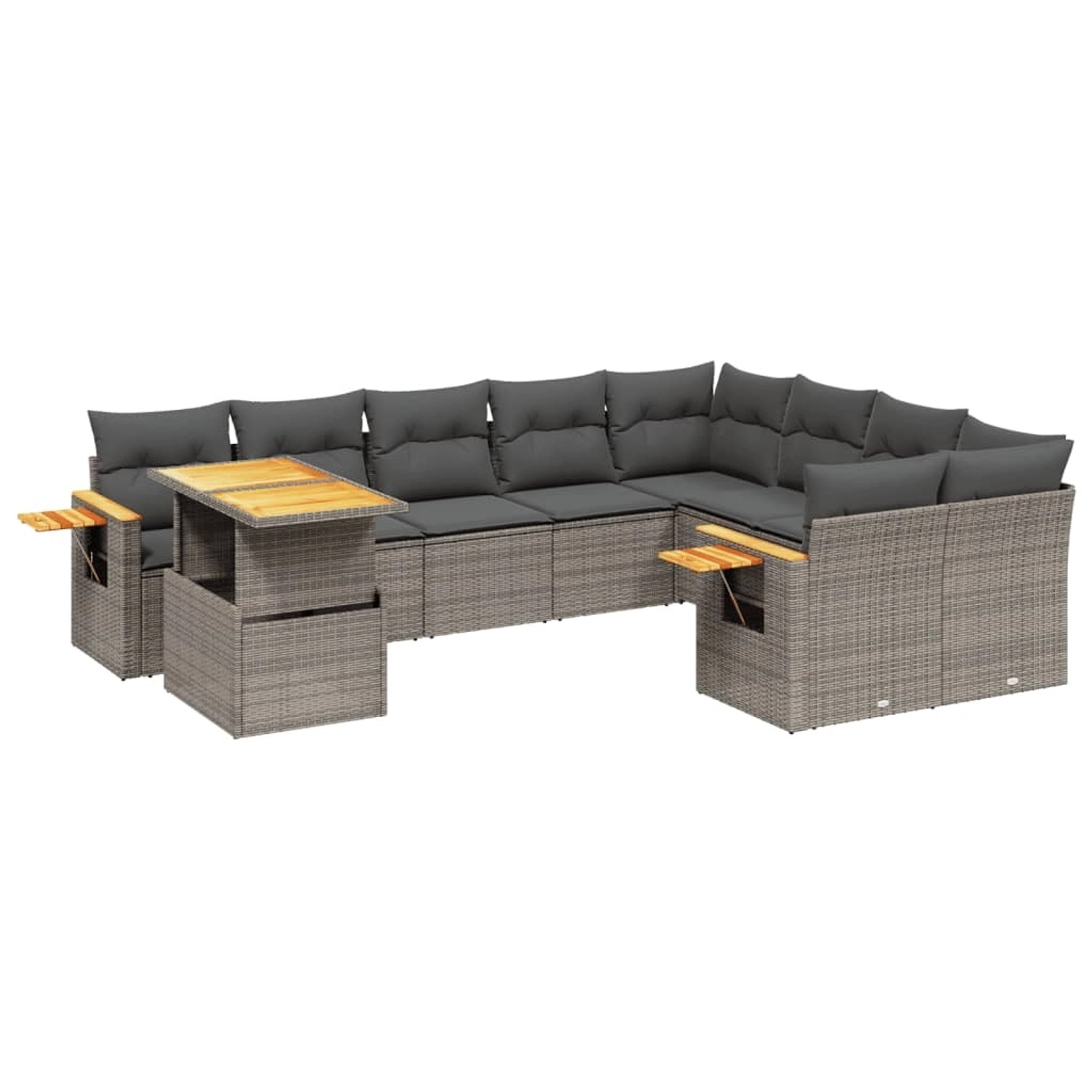 vidaXL 10-Tlg Garten-Sofagarnitur mit Kissen Grau Poly Rattan 3273685 günstig online kaufen