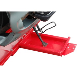 TRUTZHOLM Motorrad Rangierhilfe in Rot mit Motorrad Seitenständeraufnahme.