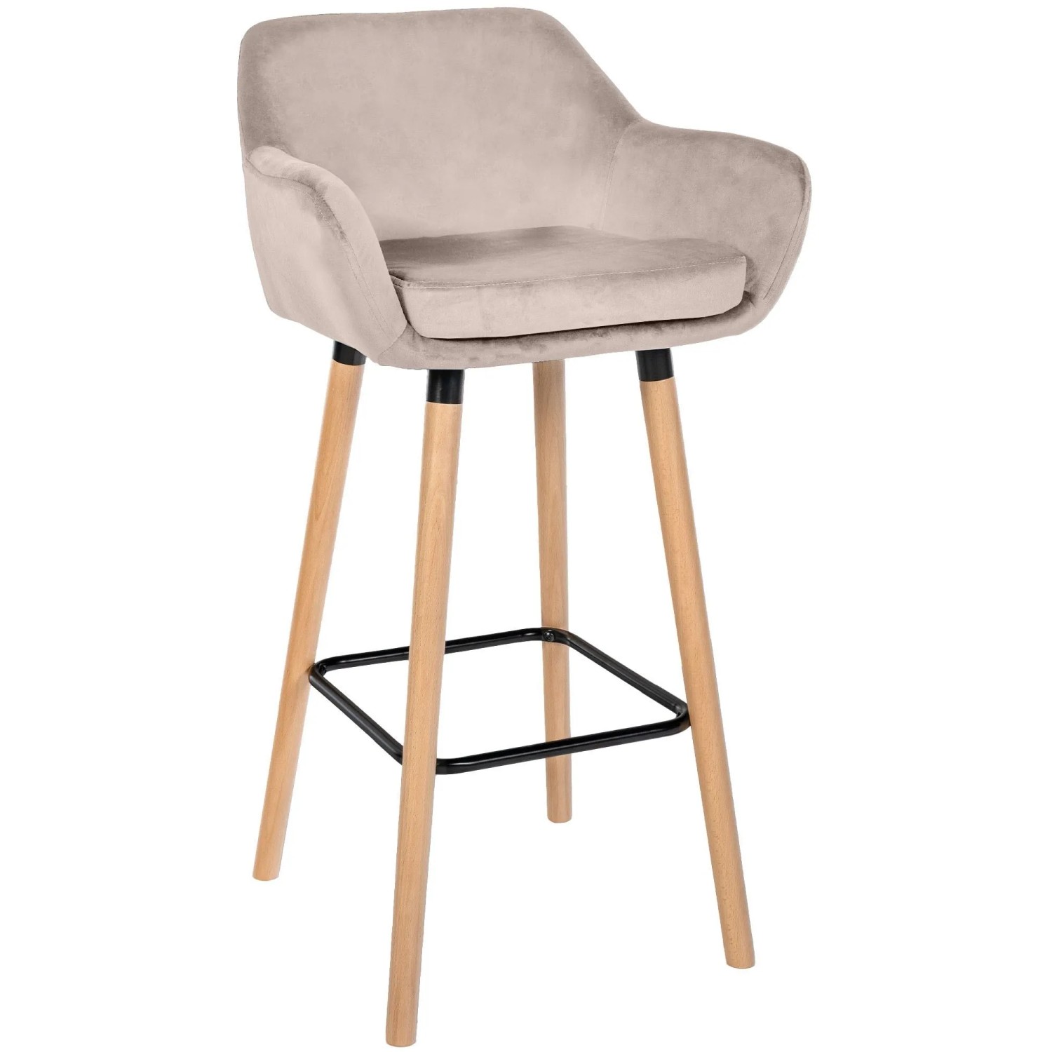 DELUKE Barhocker MIRID Samt Creme 55x46x99cm Barstuhl Mit Lehne Tresenhocker Tresenstuhl