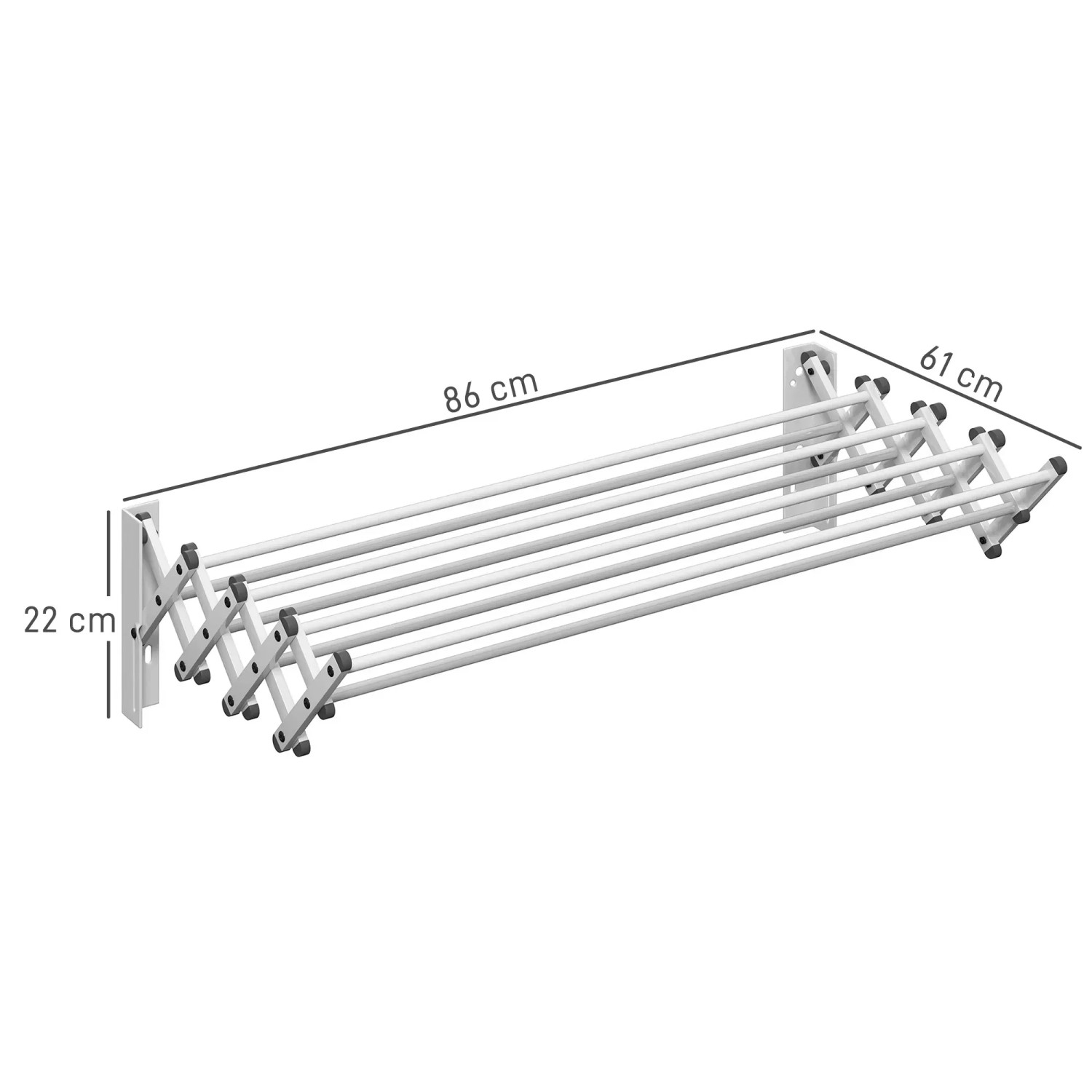 Ausziehbarer, silberner Wand-Wäscheständer (86x61x22cm) von HOMCOM. Platzsparend für Badaccessoires.