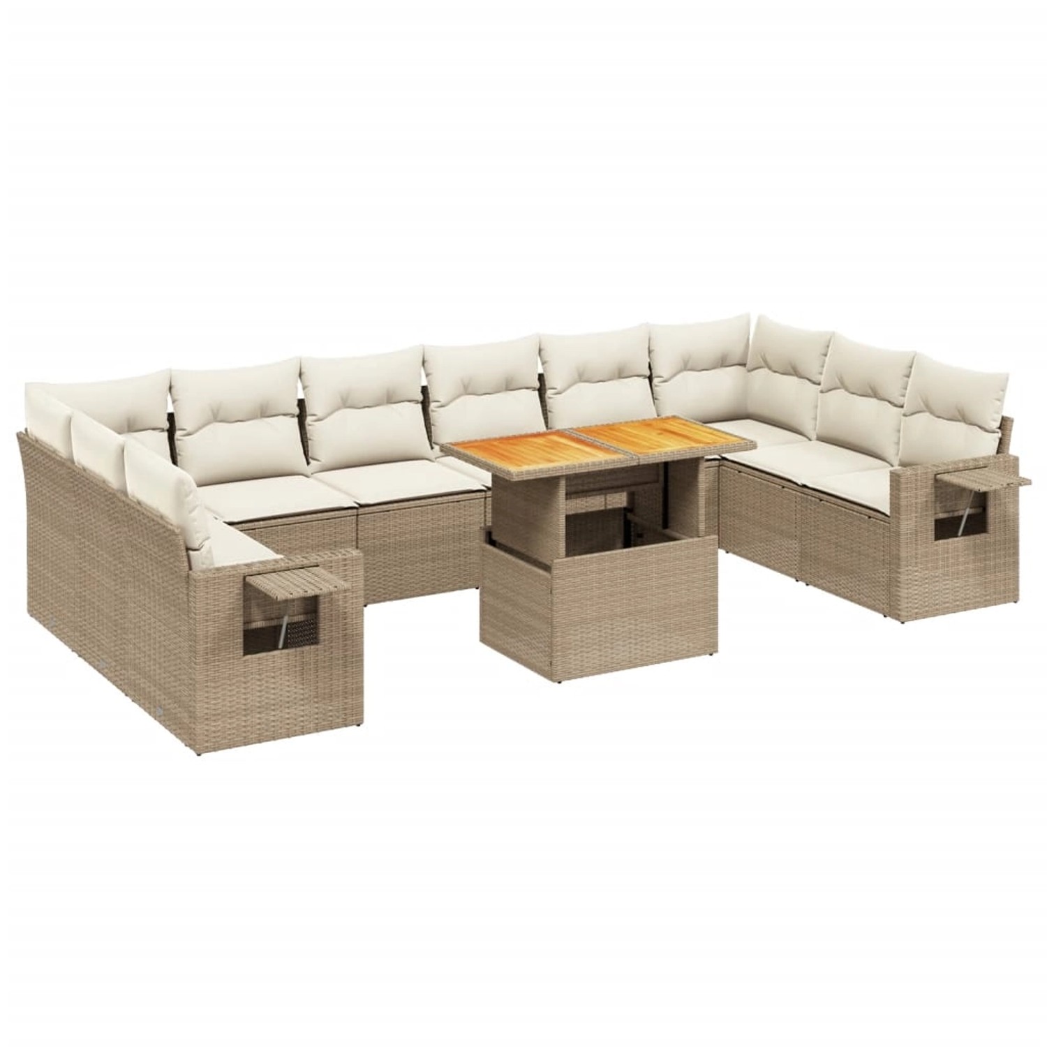 vidaXL 11-tlg Garten-Sofagarnitur mit Kissen Beige Poly Rattan Modell 188 günstig online kaufen