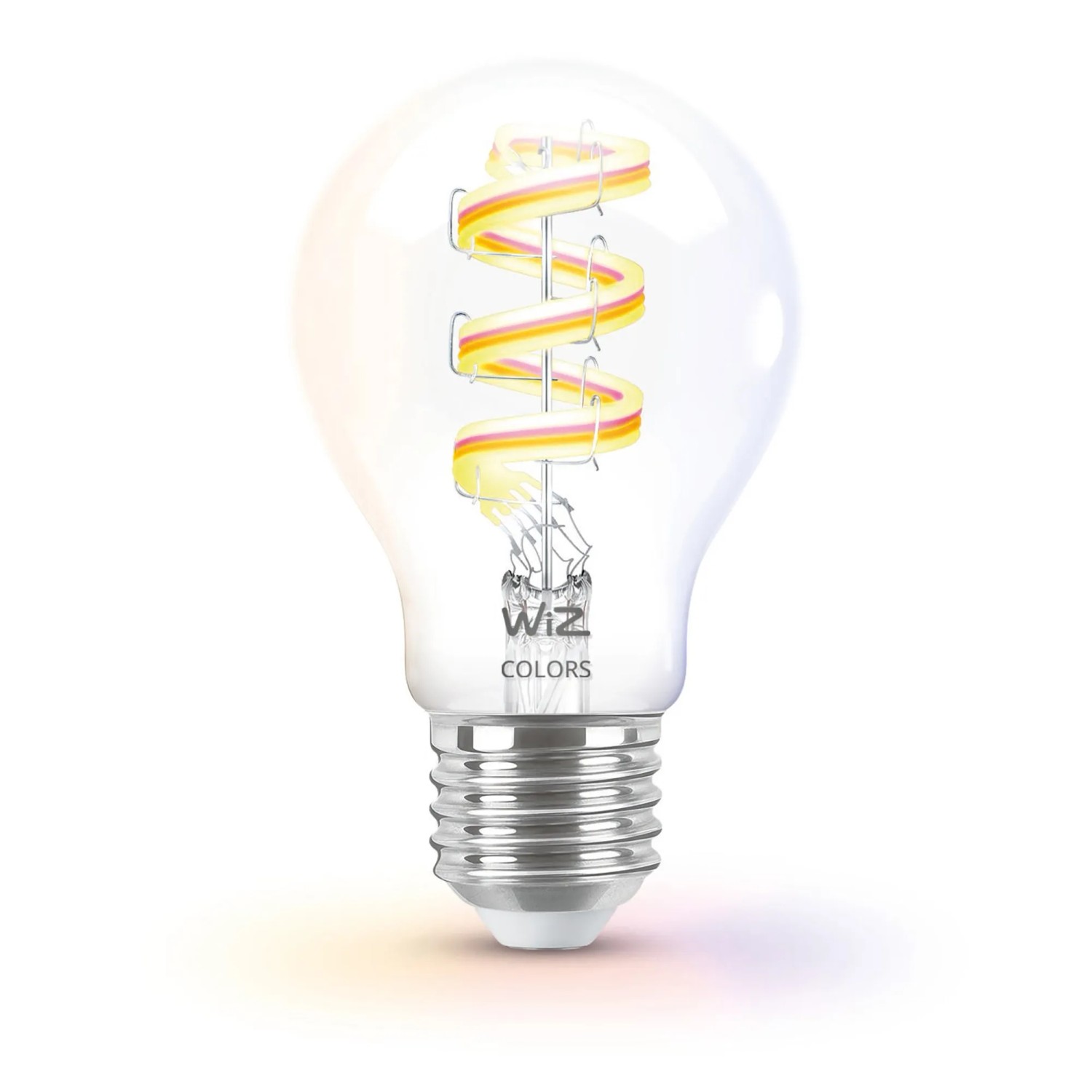 WIZ E27 LED-Lampe in Glühlampenform mit farbiger Wendel, 6,3W, für smartes Licht.