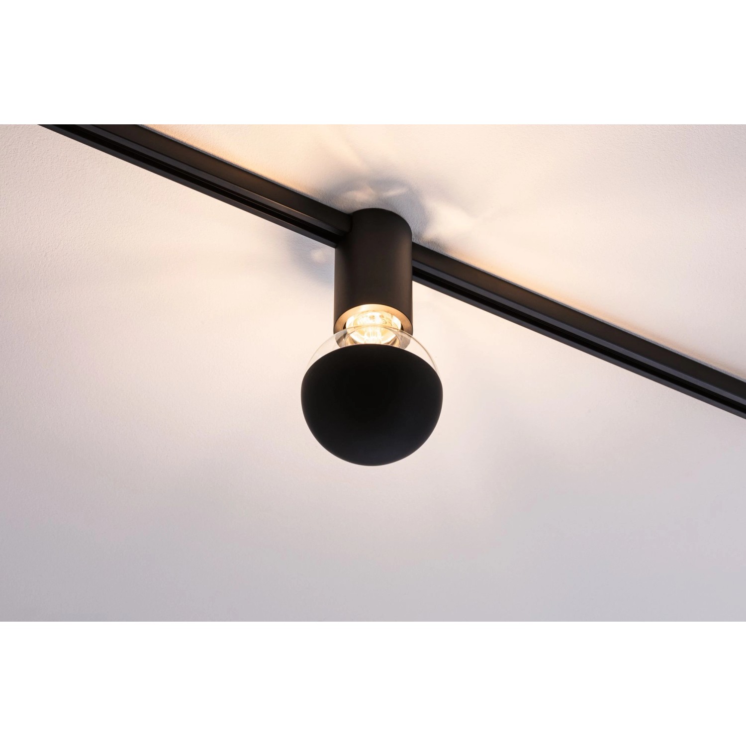 Schwarzer Paulmann URail Spot Ceiling Socket an Schiene. Dimmbare E27 Leuchte für Schienensysteme.