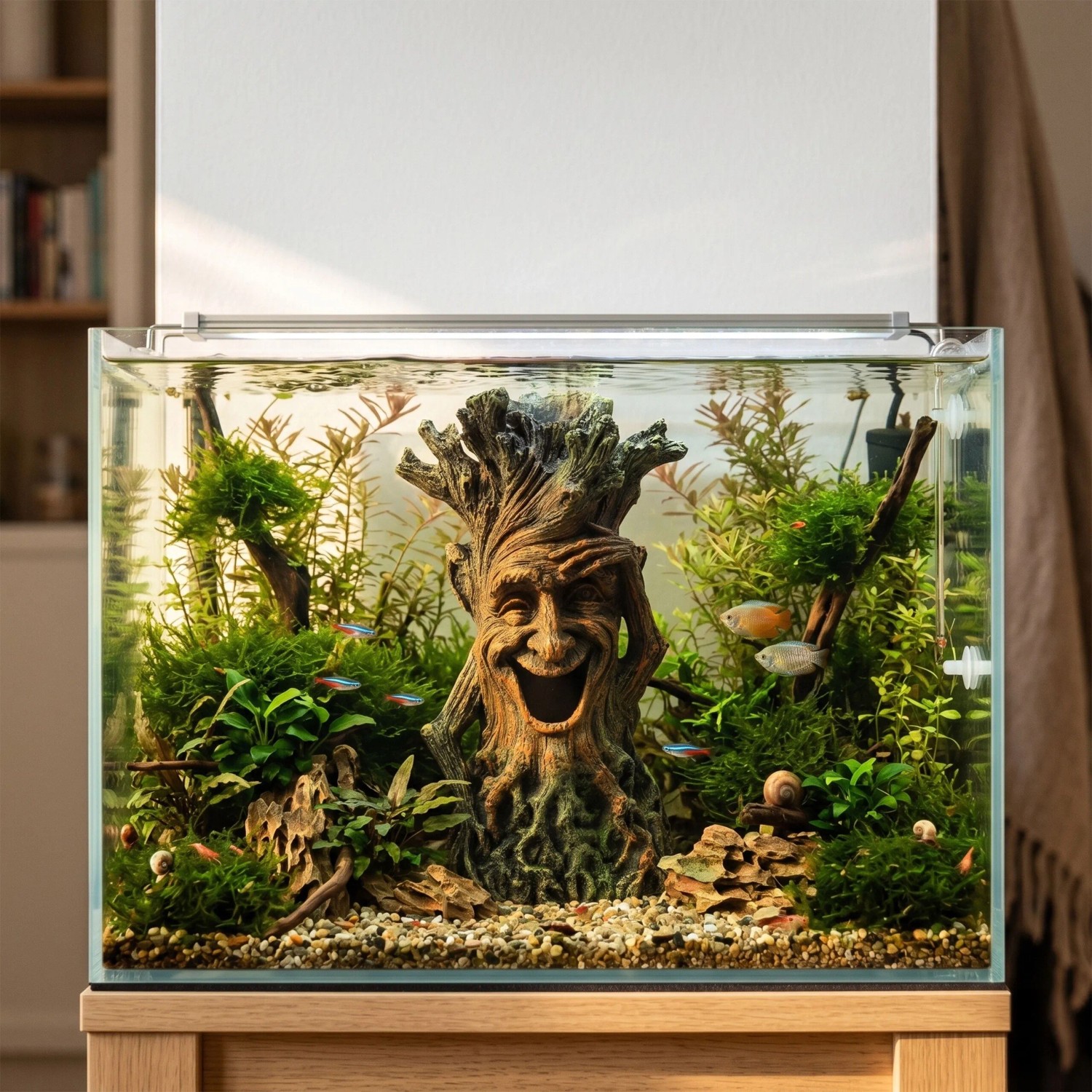 Relaxdays Aquariumdekoration Polyresin Braun Grün Ungiftig 23 cm x 12 cm x 11 cm_3