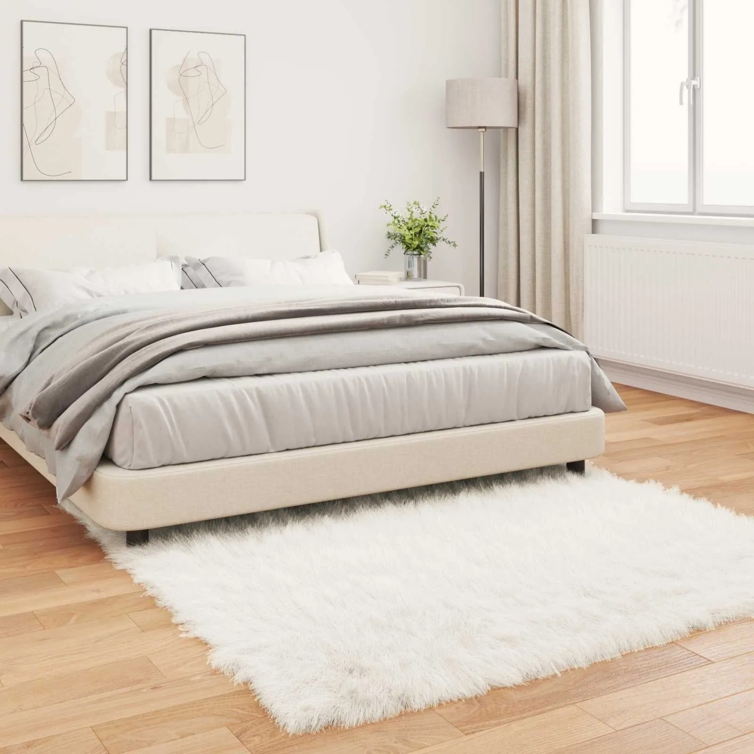 vidaXL Kunstschaffell Teppich Tafalla Weiß 160 x 160 cm Polyester 42021466_4