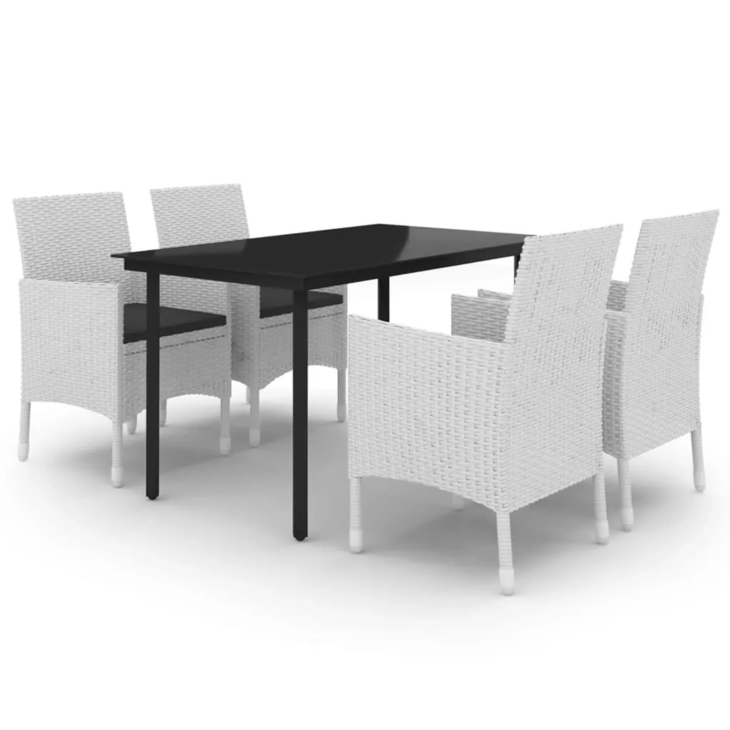 vidaXL 5-Tlg Garten-Essgruppe mit Auflagen Poly Rattan und Glas 3099699