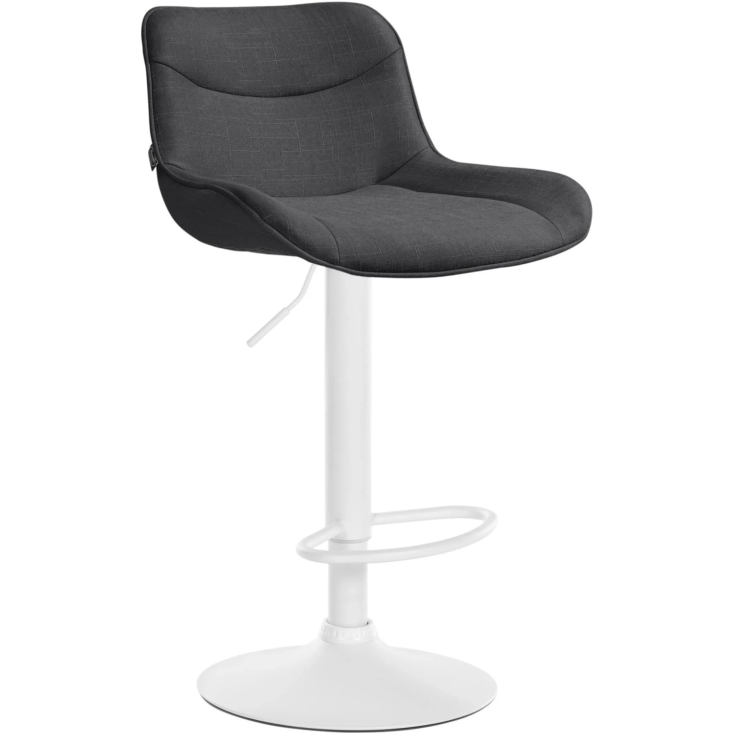 DELUKE Barhocker RAGAD Stoff Dunkelgrau 49x51x85cm Weiß Barstuhl Höhenverstellbar Mit Lehne Drehbar Tresenhocker Tresenstuhl