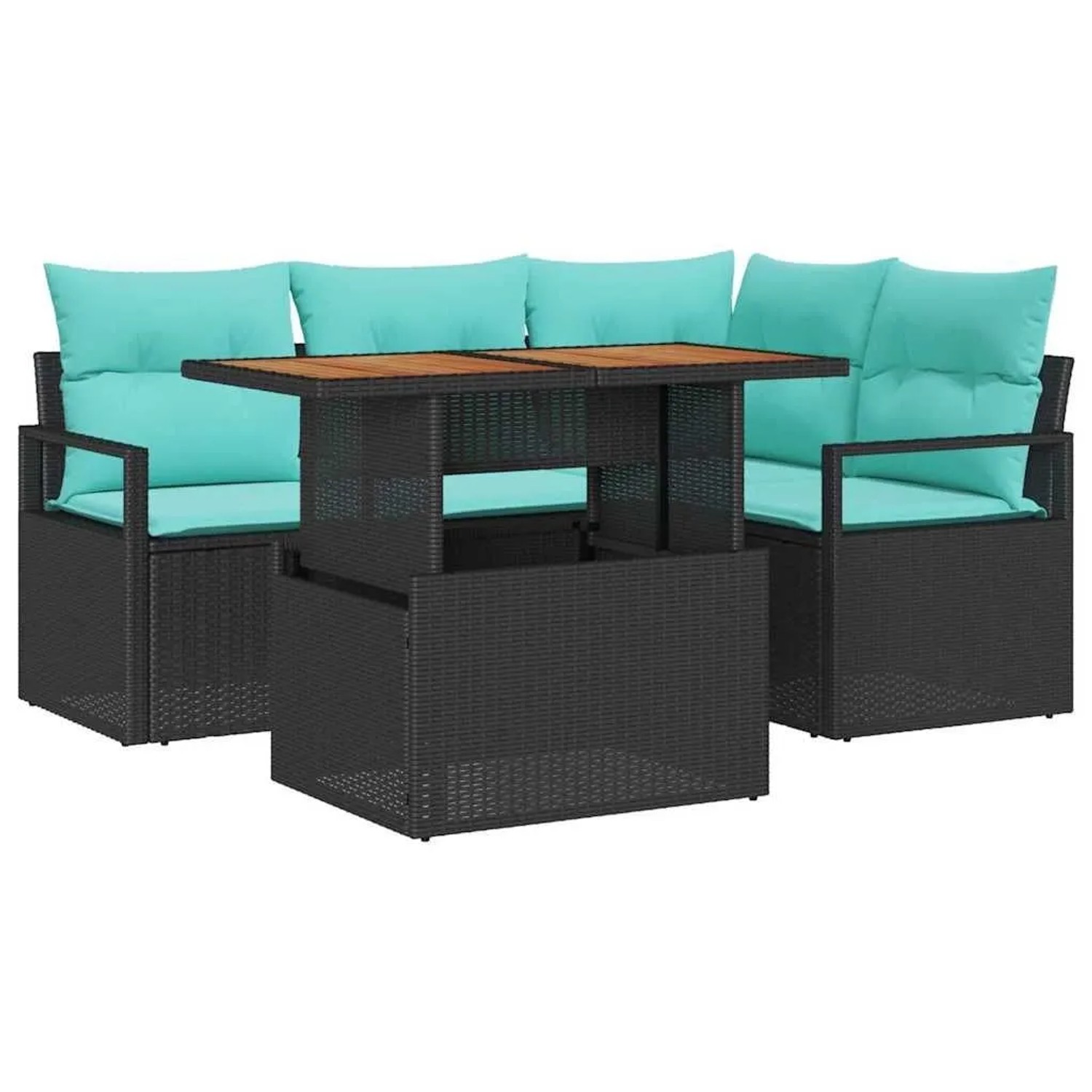vidaXL Garten Essgruppe mit Kissen 5-Tlg Schwarz und Teal 3349710