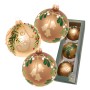Krebs Glas Lauscha Weihnachtskugeln Walddekor, 3er Set, 8cm. Christbaumkugeln mit Glocken und Mistelzweigen.