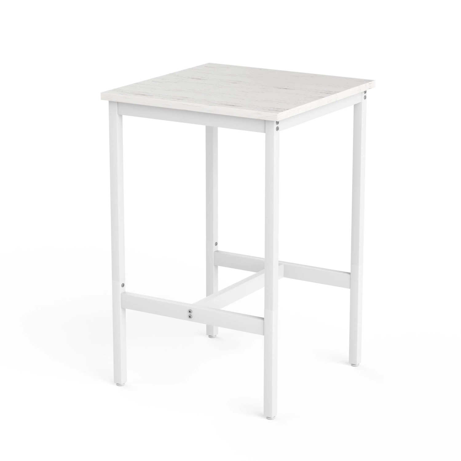 okwish Bartisch Set mit 2 Hockern Metallgestell Für Esszimmer 60x60x90cm Weiß