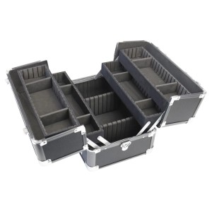 HMF 14901-02 Alu Transportkoffer Individuellen Trennwänden Werkzeugkoffer Leer 33 x 22 x 24 cm Schwarz