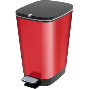 Roter Tritt-Abfalleimer Chic M, 25 l, mit schwarzem Deckel und Pedal.