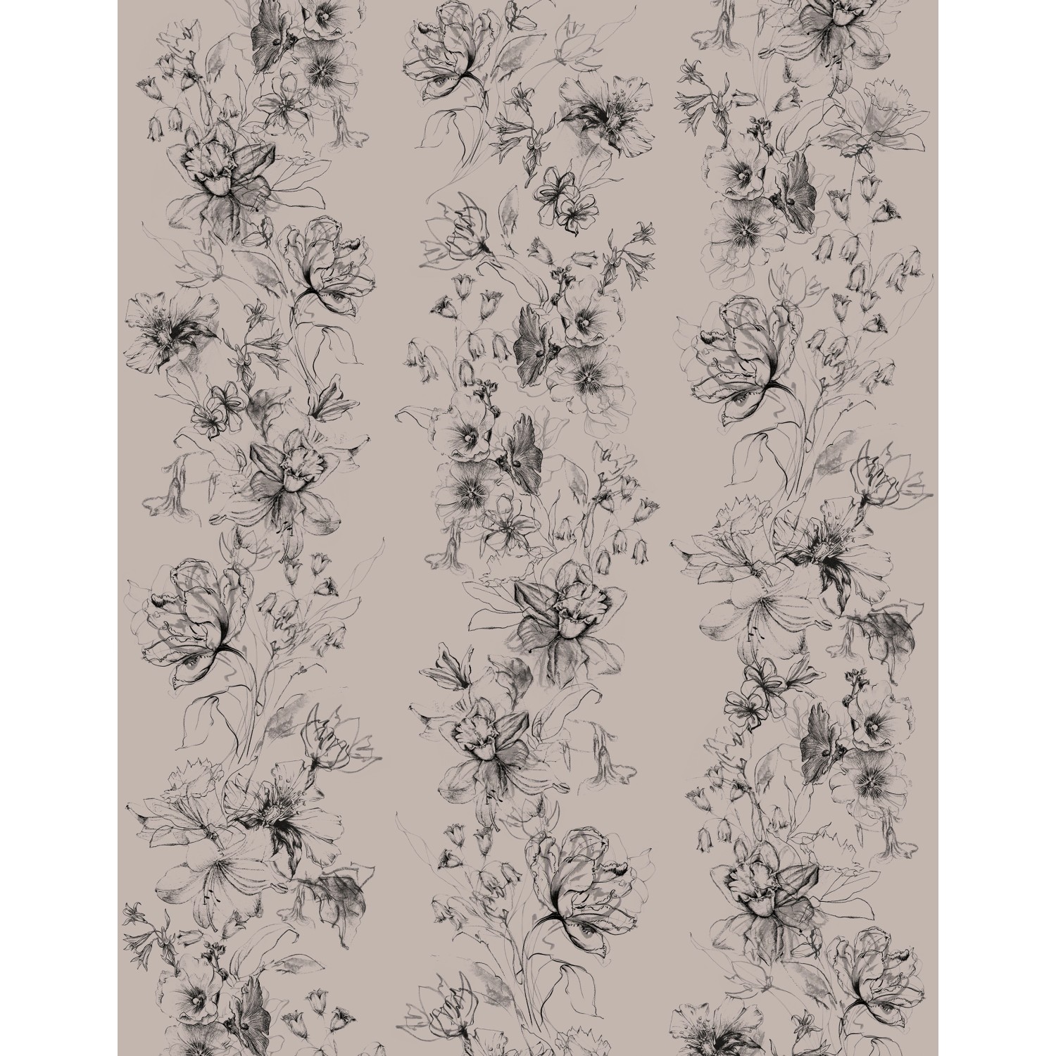 Marburg Vliestapete Blumen Crushed-Optik Modern 270 cm x 210 cm Greige günstig online kaufen