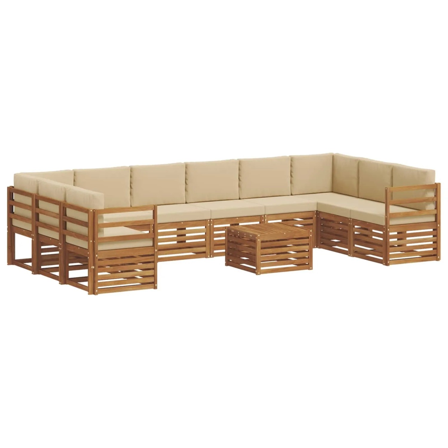 vidaXL Sofagarnituren 11 Tlg Natur und Beige Massivholz Akazie 3375583