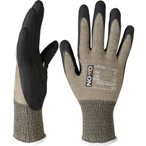 OX-ON Handschuh Cut Supreme 9600, Schnittschutz Level C, schwarz-braun, Größe 7.