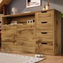 Merax Kommode Eiche mit 4 Schubladen, Schrank und offenem Fach. Moderner Wohnzimmerschrank in Holzoptik.
