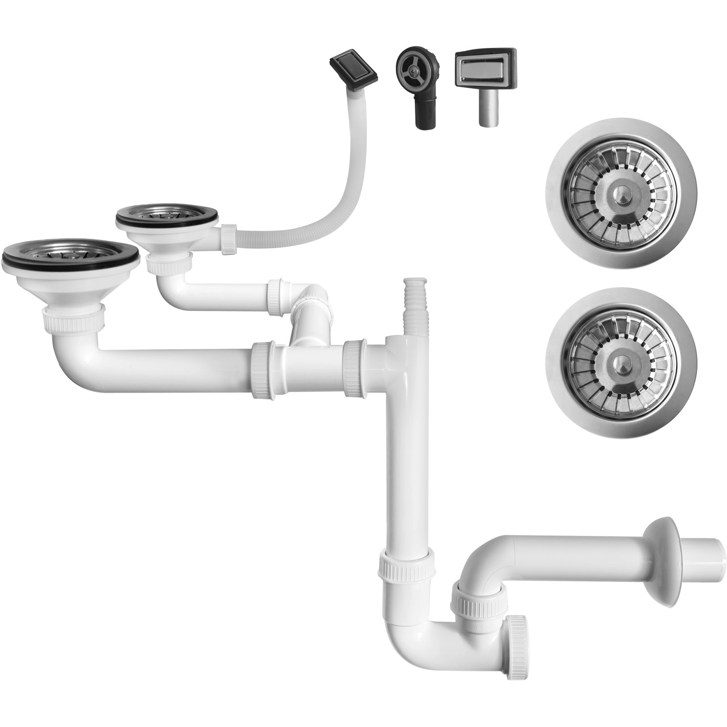 Miló Röhrensiphon-Set für Doppelbecken Ø 114 mm