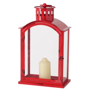 Rote Boltze Laterne Melissa (48 cm) mit Kerze, Weihnachtsdekoration für Innenräume.
