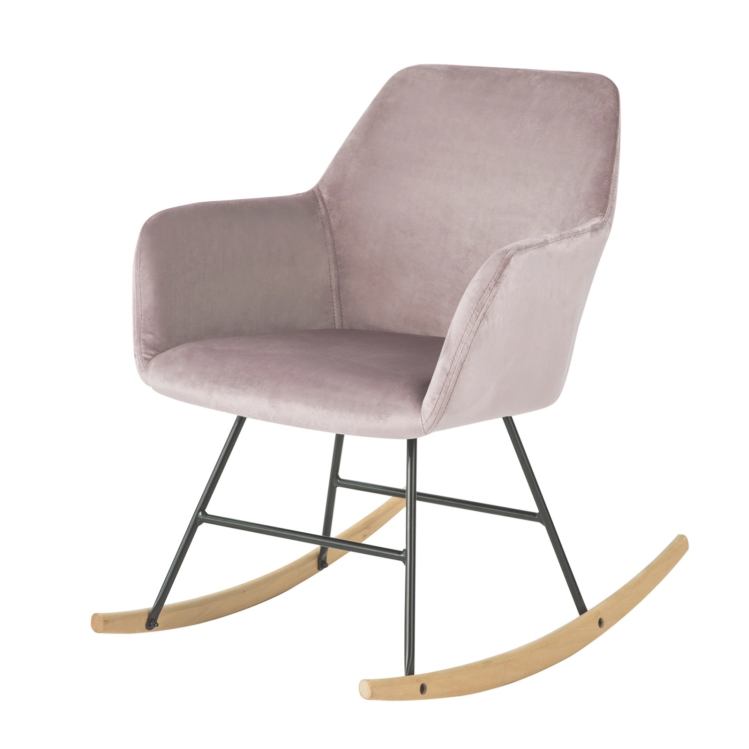 SoBuy Schaukelsessel Schaukelstuhl Relaxstuhl aus Samt und Buche FST68-P günstig online kaufen