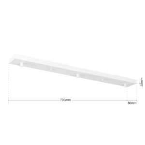 Weißer Orion Lightstyle Deckenbaldachin mit 3 Auslässen, 70 cm lang, für Lampen und Leuchten.