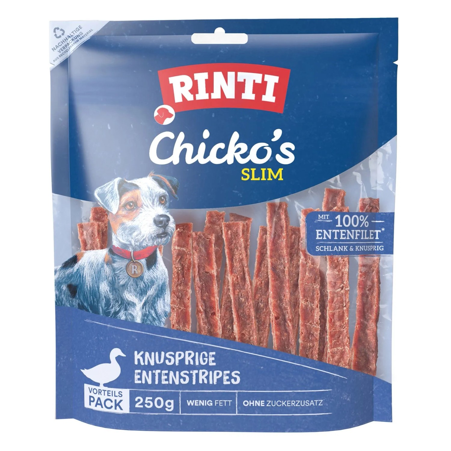Rinti Hunde-Natursnacks Chicko Slim Entenstripes 250 g
