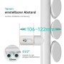 Detailaufnahme: Weißer Emke Badheizkörper mit einstellbarem Abstand und G1/2" Anschluss.