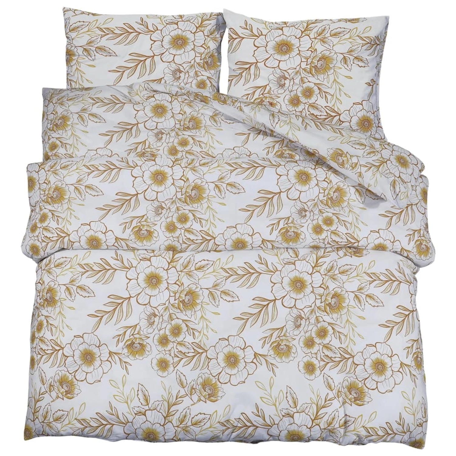 vidaXL Bettwäsche-Set Weiß und Braun 240x220 cm Baumwolle 136404 günstig online kaufen
