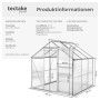 Tectake Gewächshaus, 190x185x195 cm, mit transparenten Platten, Aluminiumrahmen, Schiebetür, Dachfenster.