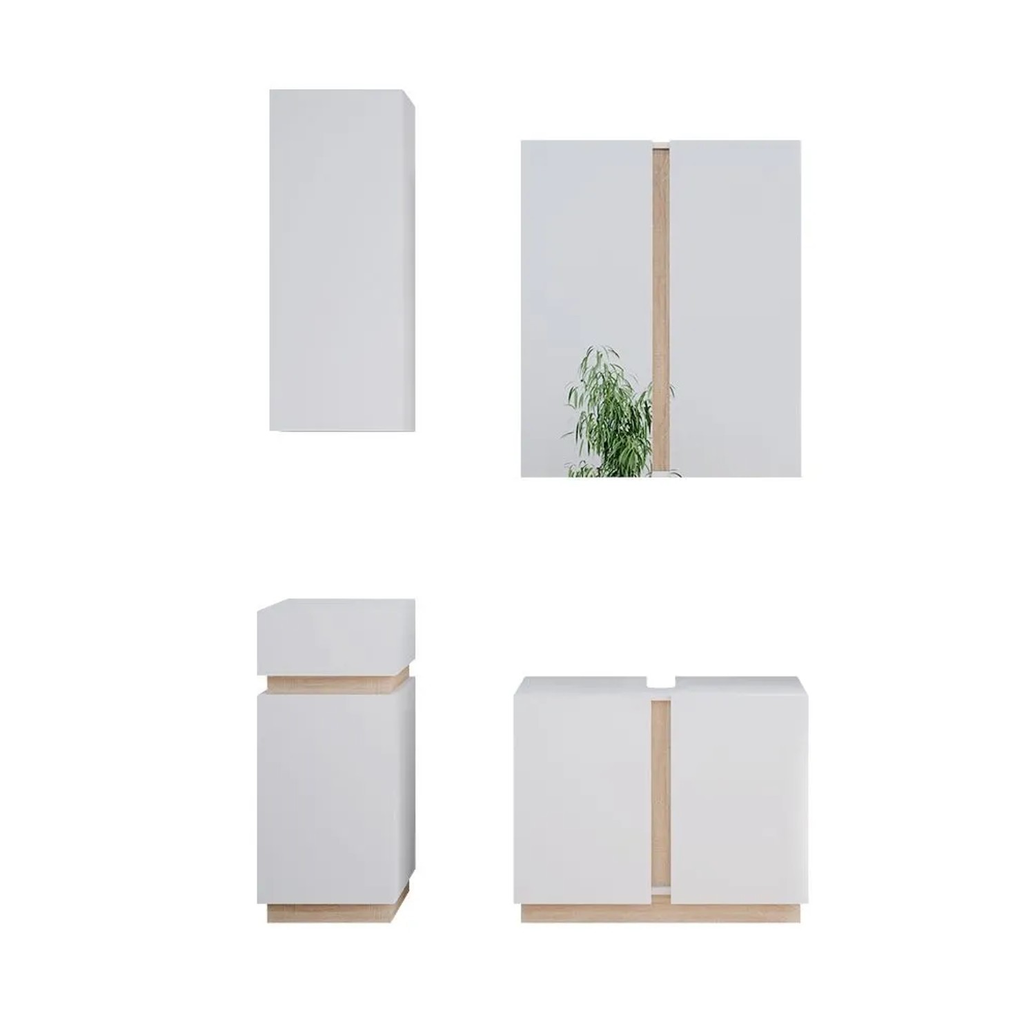 Vicco Badmöbel-Set Gloria Weiß 70 x 56 4-teilig