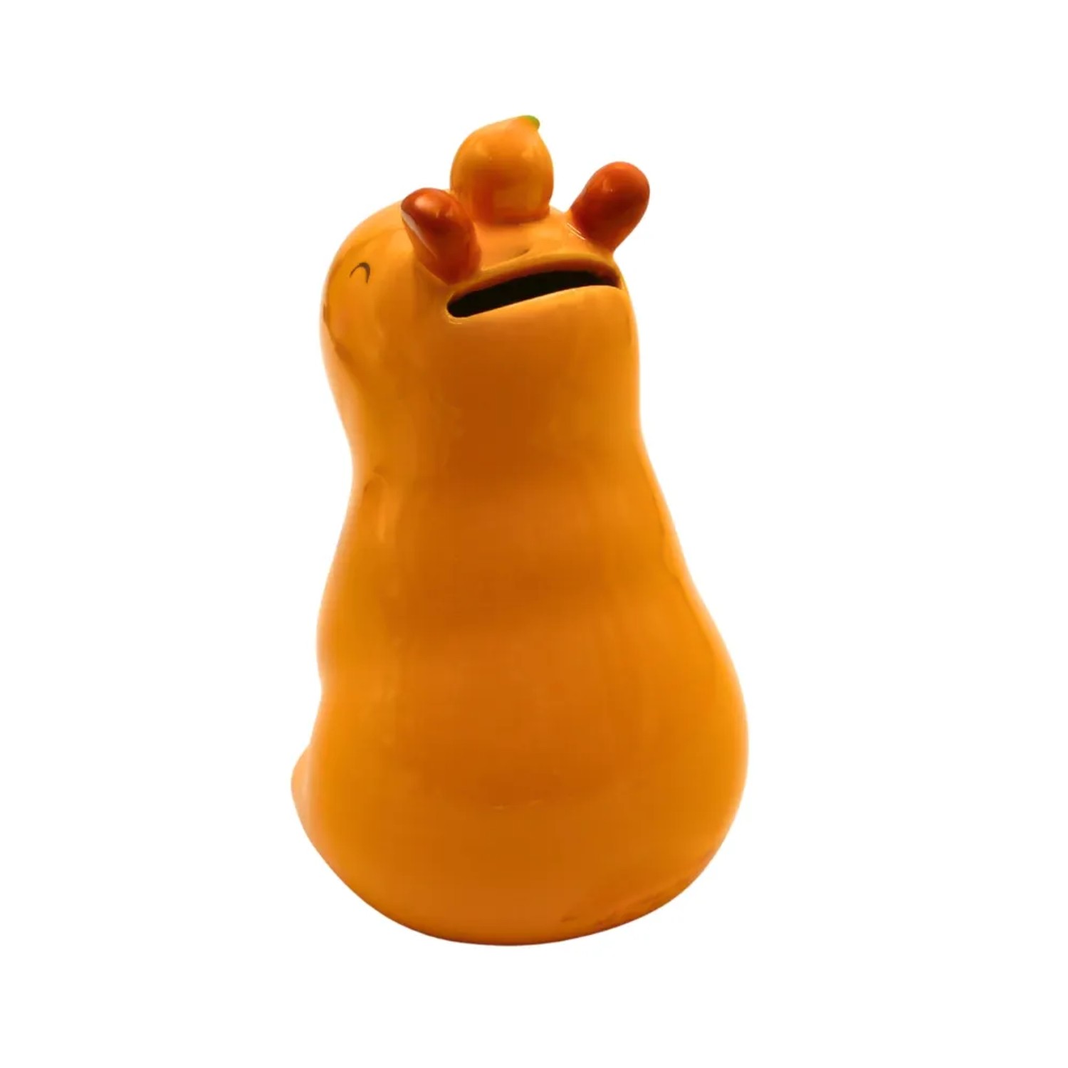 Gelbe Keramik Capybaraspardose, Kindersparbüchse mit Geldschlitz. Dekorative Sparfigur für Kinderzimmer.