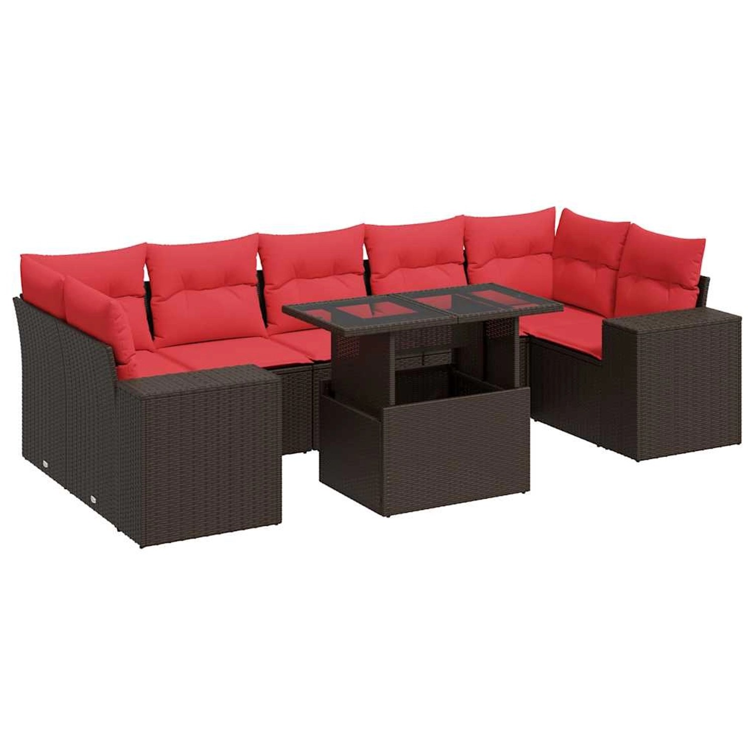 vidaXL 8-Tlg Garten-Sofagarnitur mit Kissen Braun Poly Rattan Akazie 332676 günstig online kaufen