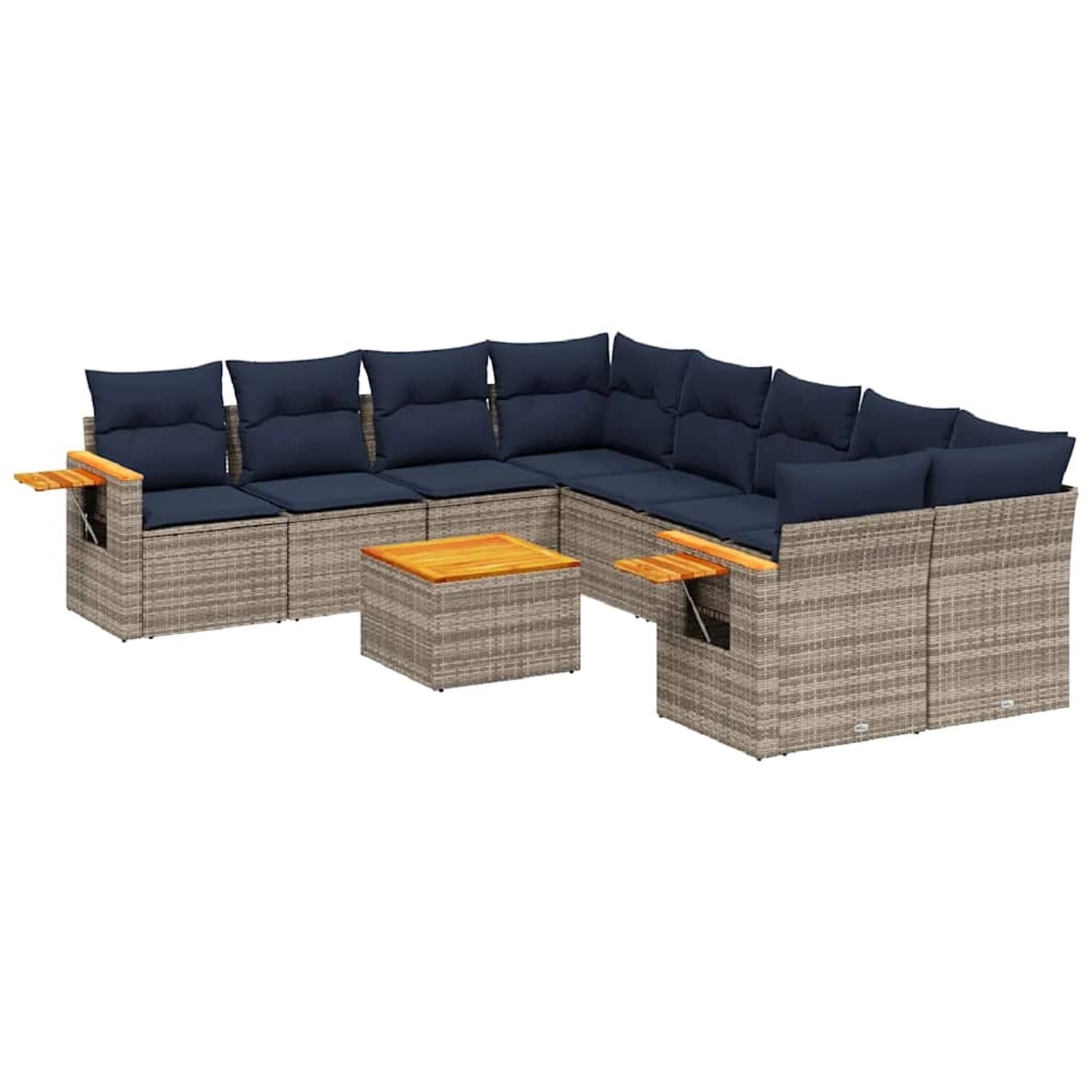 vidaXL 9-Tlg Garten-Sofagarnitur mit Kissen Grau Poly Rattan 3226670 günstig online kaufen