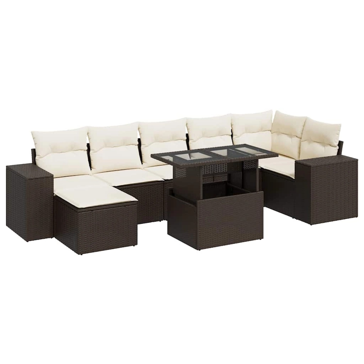 vidaXL 8-Tlg Garten-Sofagarnitur mit Kissen Braun Poly Rattan 3326844 günstig online kaufen