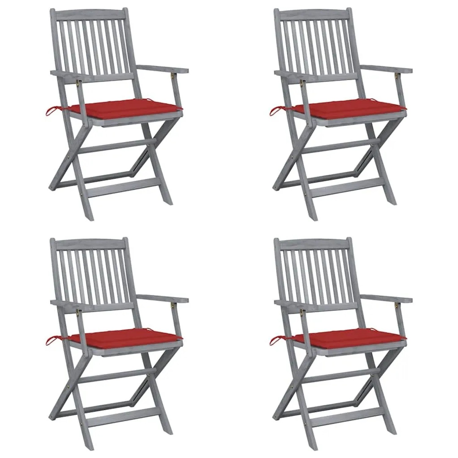 vidaXL Klappbare Gartenstühle 4 Stk mit Sitzkissen Massivholz Akazie 3064515