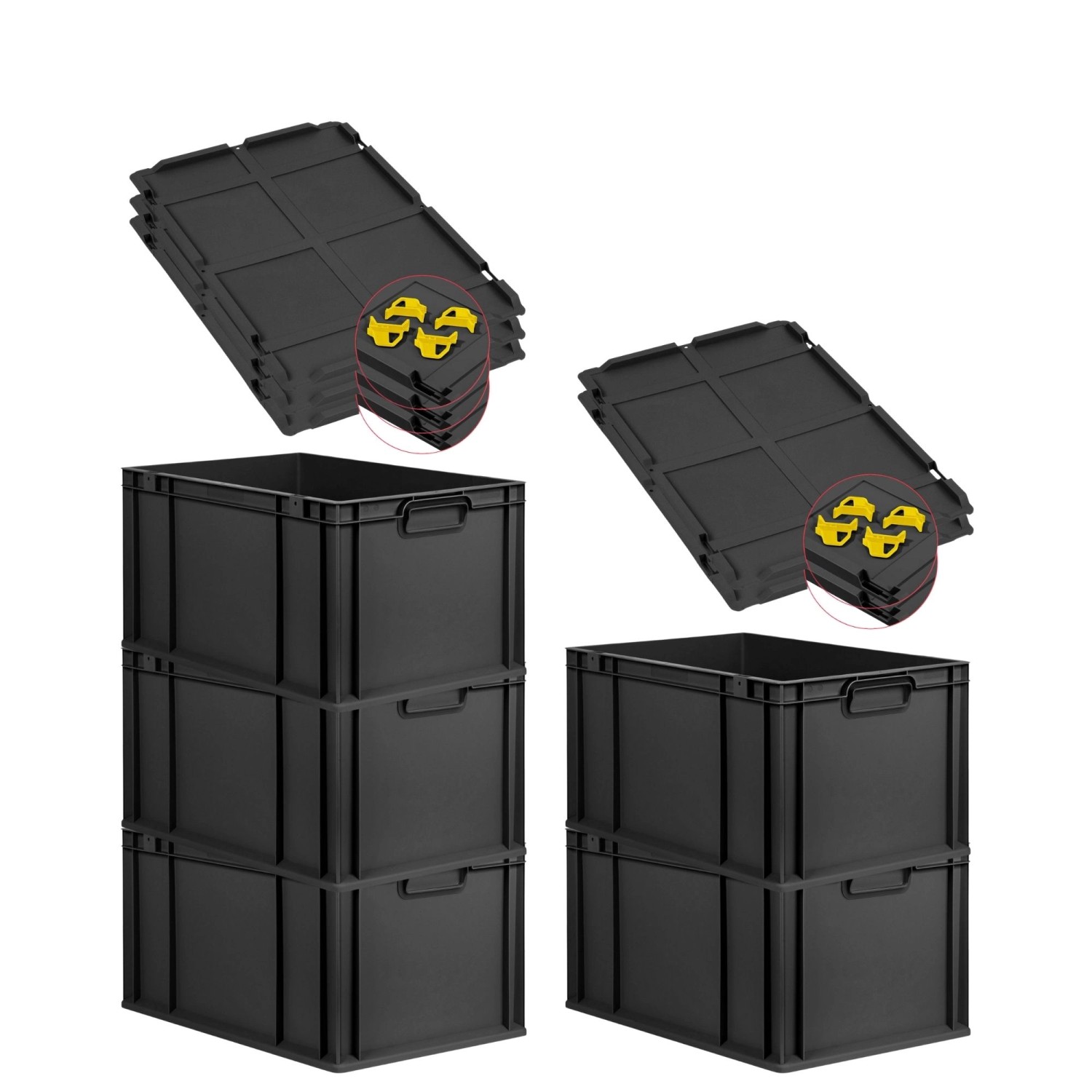 PROREGAL SparSet 5x Eurobox Nextgen Grip Mit Auflagedeckel Und Gelben Versc günstig online kaufen