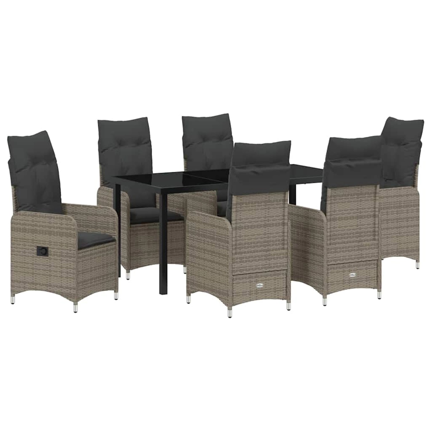 vidaXL Garten Essgruppe mit Kissen 7-Tlg Grau Poly Rattan 3379650 günstig online kaufen