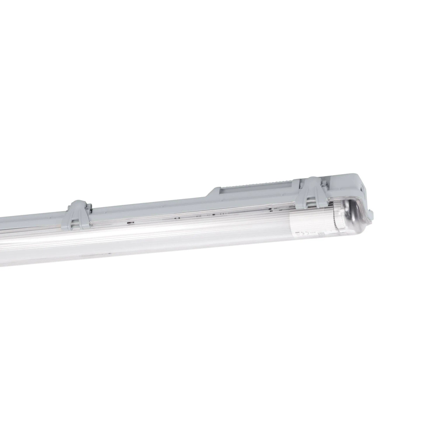 Graue Eglo LED-Feuchtraumleuchte Basic, 1-flammig, 156 cm, für Bad und Außenbereich.