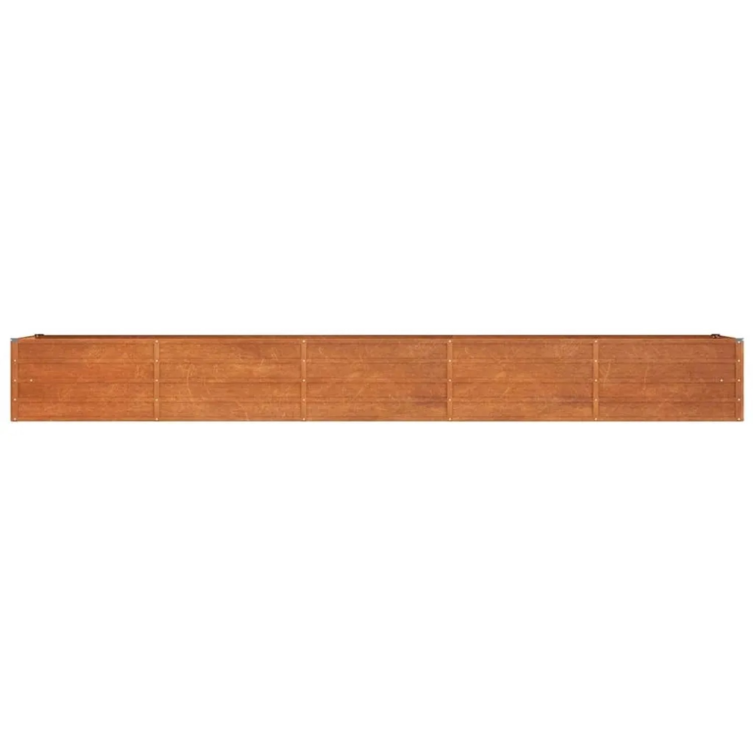 Langes, rechteckiges vidaXL Hochbeet aus Cortenstahl in Rostoptik, 400x80x45 cm.